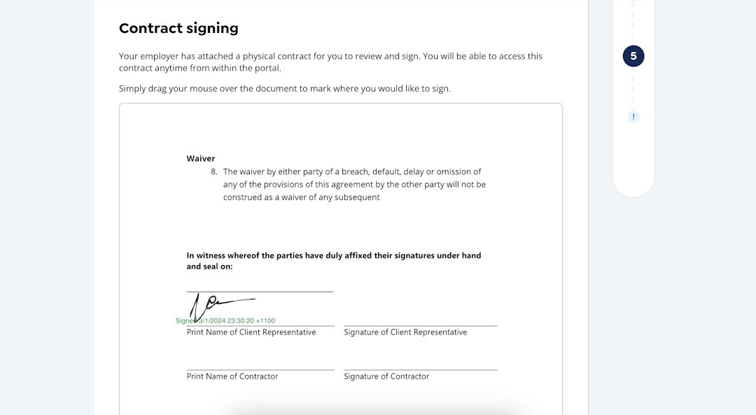 Contract signing step 3