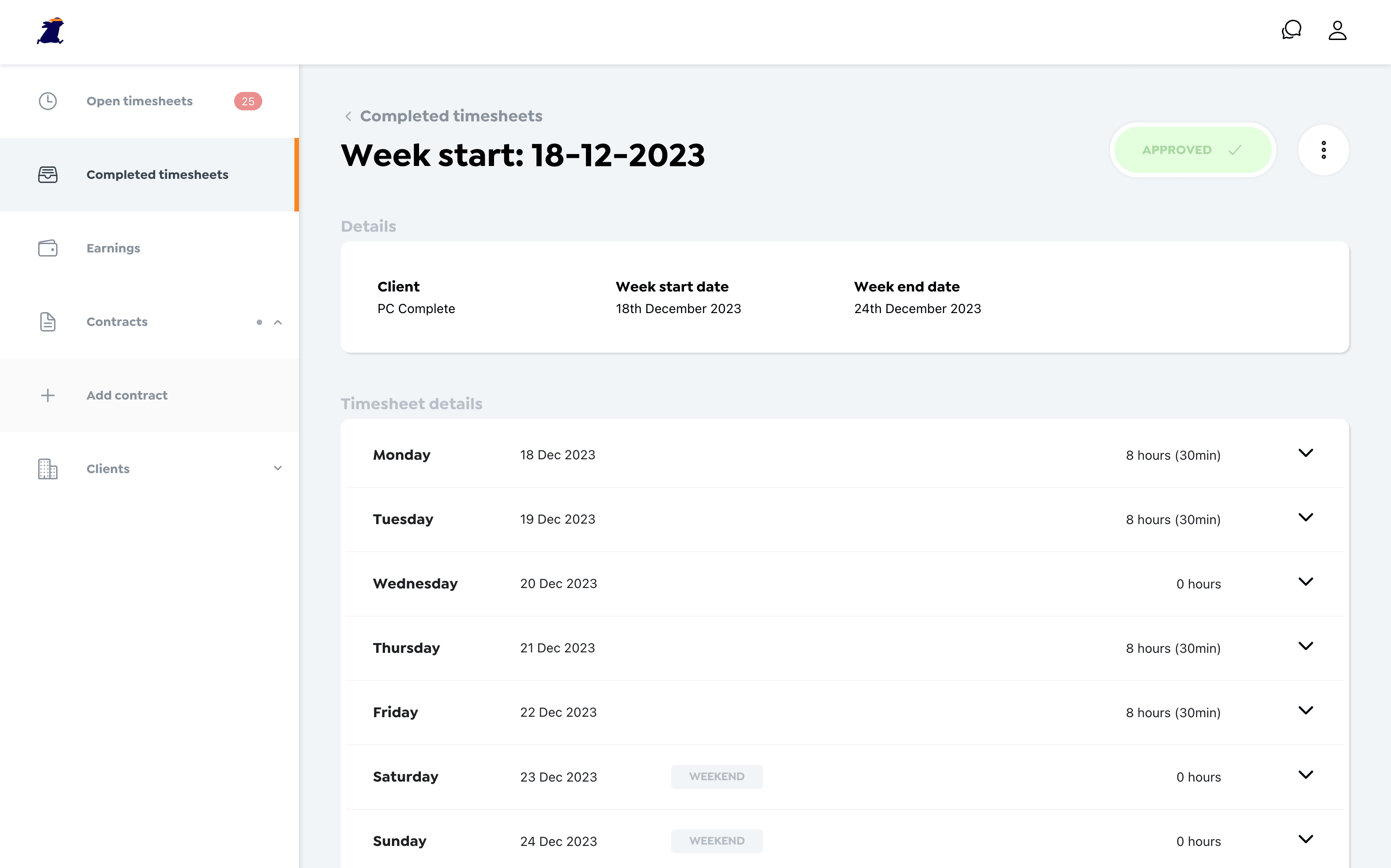 Manage timesheets